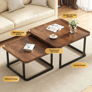 Mesa de centro cuadrada moderna de lujo (2 piezas), tablero de densidad, mesa auxiliar nórdica moderna multifunción, escritorio para sala de estar/dormitorio - Product Image 5