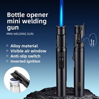 Briquet à butane métallique multifonctionnel portatif, à flamme unique, coupe-vent, de type court, pratique pour le camping, le barbecue, la brasserie et l'extérieur