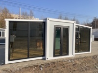 Casa Contenedor Expandible de Doble Ala, Moderna, Prefabricada, con Ventanas Panorámicas, Oficina Portátil, Directo de Fábrica