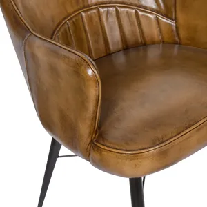 <span class=keywords><strong>Fauteuil</strong></span> de salle à manger industriel en similicuir <span class=keywords><strong>marron</strong></span> <span class=keywords><strong>foncé</strong></span> avec pieds en métal - Product Image 6
