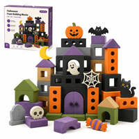 Ensemble de blocs en mousse rose et violet pour filles, thème Halloween, kit de construction créatif ouvert pour enfants d'âge préscolaire, OEM ODM