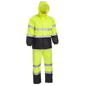 Jaket Reflektif keselamatan jelas hi vis tahan air visibilitas tinggi pakaian kerja pria jaket konstruksi hoodie reflektif