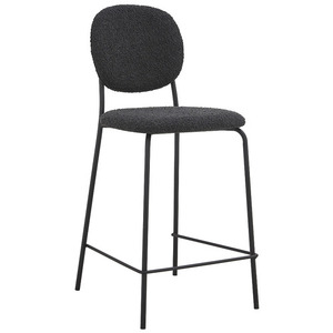 Rembourrage <span class=keywords><strong>de</strong></span> haute qualité pieds en métal noir tabourets <span class=keywords><strong>de</strong></span> <span class=keywords><strong>bar</strong></span> en <span class=keywords><strong>tissu</strong></span> boucle <span class=keywords><strong>gris</strong></span> <span class=keywords><strong>foncé</strong></span> avec dossier arrondi pour réglage <span class=keywords><strong>de</strong></span> cuisine <span class=keywords><strong>de</strong></span> <span class=keywords><strong>bar</strong></span> - Product Image 2