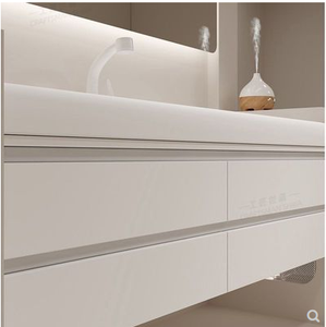 Modern arc countertop integrated basin oak solid wood bathroom cabinet combination hand wash basin - Product Image 4