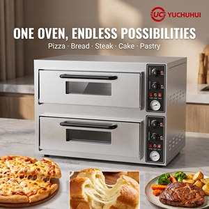 Forno Elettrico Professionale a Doppio Piano per <span class=keywords><strong>Pizza</strong></span>, Forno Commerciale in Acciaio Inossidabile a 2 Livelli, Macchina per Cuocere Pane a Doppia Camera - Product Image 4