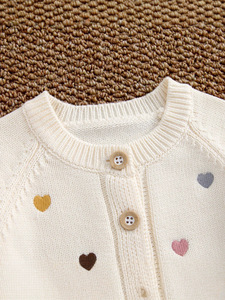 Conjunto <span class=keywords><strong>de</strong></span> 2 Piezas <span class=keywords><strong>para</strong></span> Bebés Niñas, Suéter Cárdigan con Botones y Bordado <span class=keywords><strong>de</strong></span> Corazones Coloridos, Romper con Tirantes Ajustables - Product Image 5