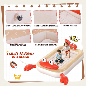 Crab Shaped Kids <b>Inflatable</b> Travel Bed with Safety Rails for Toddlers Camping Home - Product Image 3