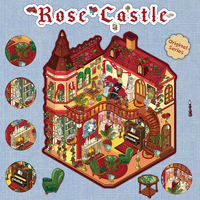 Autocollants décoratifs 3D tendance pour jouets, motif château gothique vintage, rose et scène de chalet de dessin animé