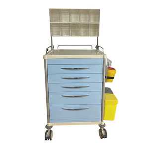 Carrito de Anestesia Médica ABS Azul Cielo con 5 Cajones, Carro de Tratamiento Multifuncional para Quirófano - Product Image 3