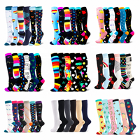 Chaussettes de compression pour infirmières, lot de 6 paires, hauteur genou, 15-20 mmHg, en nylon, à motifs, pour femmes, hommes et infirmières