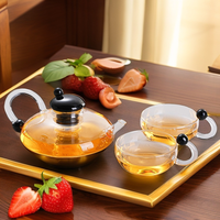 Théière moderne en verre borosilicate marocain, résistante à la chaleur, de qualité alimentaire, avec poignée colorée, carafe à café avec filtre, capacité 600 ml, faite à la main