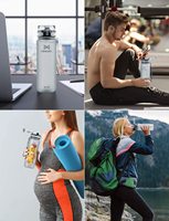 Gourde 32OZ, 500ML, 700ML, 900ML, sans BPA, écologique, bouteille, infuseur de fruits, pour le sport, marquage de l'heure