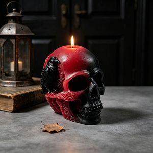 Molde de silicona ecológico para velas aromáticas con diseño de <span class=keywords><strong>cuervo</strong></span> y calavera, molde para manualidades de yeso con temática oscura de Halloween - Product Image 3