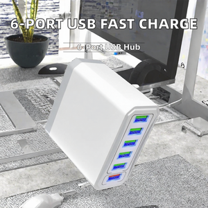 Chargeur mural USB 6 ports QC3.0, adaptateur d'alimentation à charge rapide 18W, chargeur multi-appareils pour téléphone portable - Product Image 2