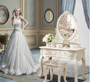 Tocador de estilo europeo dormitorio francés simple jardín princesa pequeña mesa de maquillaje tallada plana - Product Image 5
