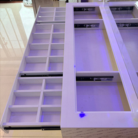 Table de toilette de luxe moderne laquée sur mesure haut de gamme avec 9 tiroirs et 14 ampoules LED - Fournisseur en gros de coiffeuses pour le maquillage