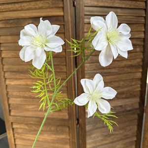 Jinxi Clematis <b>Artificial</b> <b>Flowers</b> 3D Printed Silk Fabric Wedding Home Decor 5-9Q-1-3 Head Orange Pink White - Product Image 4