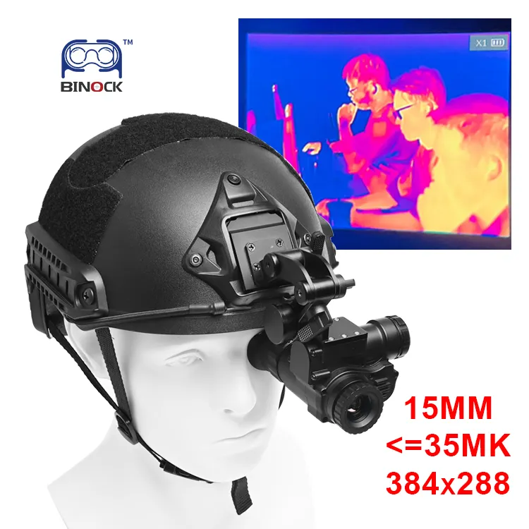 BINOCK NVG10 BTI10 15mm 384x288 हेलमेट थर्मल इमेजिंग काले चश्मे थर्मल कैमरा स्कोप शिकार के लिए रात दृष्टि आँख का