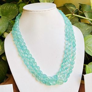 Top qualité naturel russe émeraude ovale Mani forme perles vert émeraude collier de mariage perles de pierres précieuses Stock limité - Product Image 4