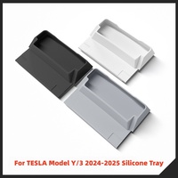 Plateau de rangement en silicone pour lunettes et accessoires de console centrale pour Tesla Model Y/3 2024-2025 – Organisateur de clés, téléphones et lunettes – Accessoires intérieurs