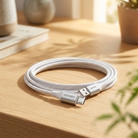 Kabel Data USB 2.0 Berlapis Nilon dengan Pelindung Foil untuk Pengisian Cepat 2A dan Transfer Data untuk Ponsel