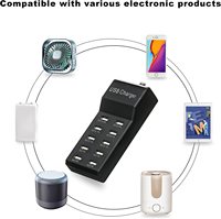 Cargador USB Portátil de 50W con 10 Puertos, Estación de Carga Inteligente de Escritorio para Múltiples Dispositivos, para Teléfono, Tableta, Reproductores MP4, Energía de Viaje