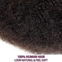 Cheveux Remy en vrac sans attache, cheveux humains péruviens QVR Afro Kinky Curly Wave pour tressage, couleur naturelle, 1 pièce