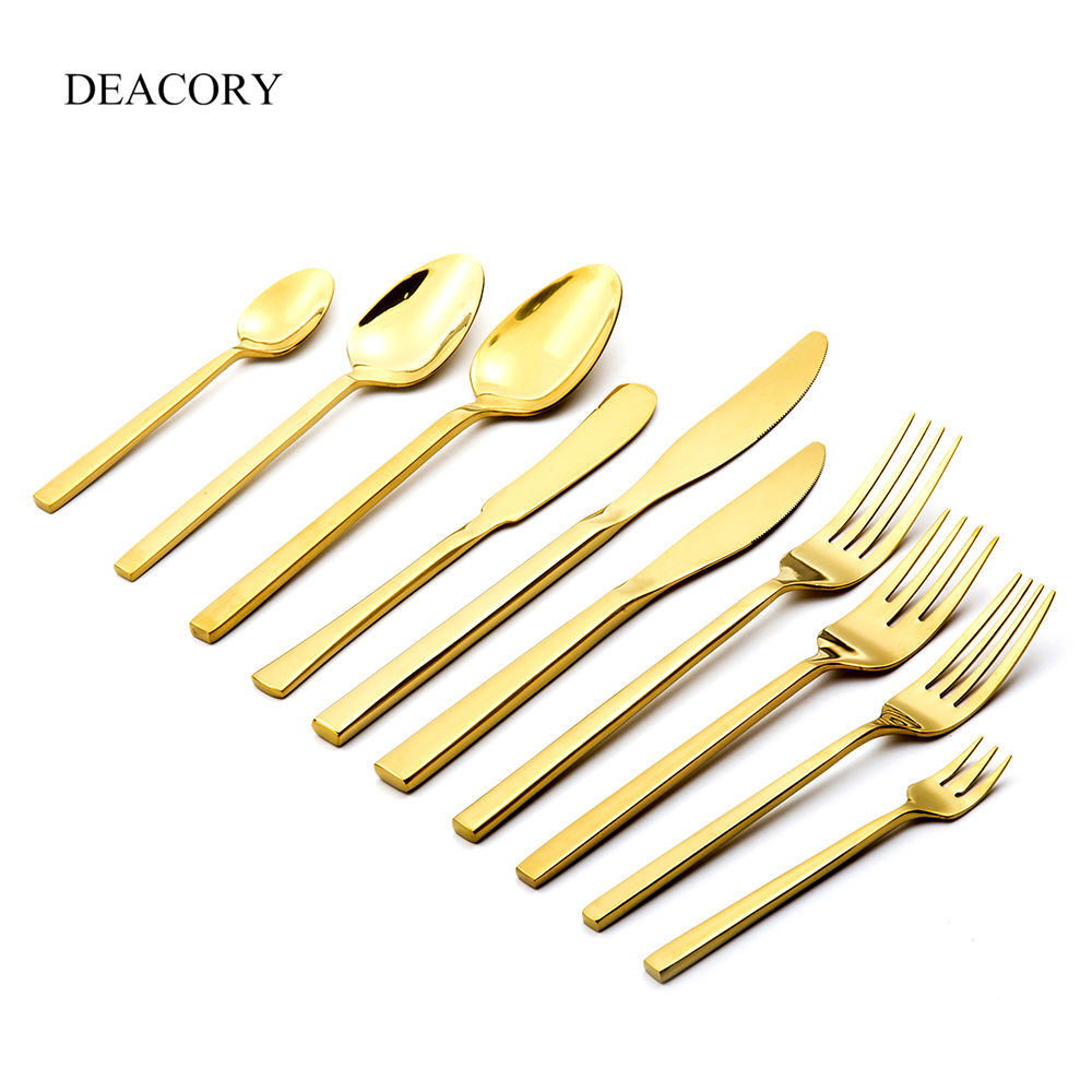 5 pcs gold cutlery