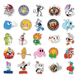 50 Uds juego creativo dibujos animados Graffiti impermeable decorativo cuaderno equipaje coche pegatina animada <span class=keywords><strong>Cuphead</strong></span> pegatina personalizada - Product Image 3