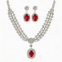 Ensemble de bijoux collier et boucles d'oreilles en strass brillant, style vintage, multicolores, élégant, pour femmes, bijoux de fête