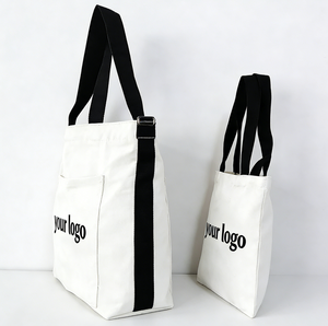 Sac fourre-tout en toile avec logo personnalisé imprimé, taille carrée, fermeture éclair, poche boutonnée, sac de shopping en coton, sac de plage écologique - Product Image 5