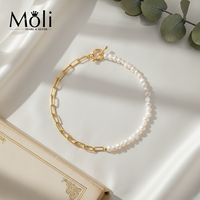 Collier ras du cou en perles d'eau douce baroques blanches plaqué or de style punk à la mode de 18 pouces