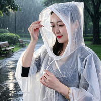 Poncho de Lluvia Compostable Blanco para Adultos, Biodegradable, Ecológico, con Capucha, Impermeable, Desechable, para Festivales y Eventos al Aire Libre