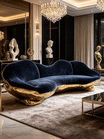 Canapé en tissu italien à coque incurvée, canapé inclinable de luxe pour villa, canapé design artistique et élégant, mobilier de maison pour salons haut de gamme
