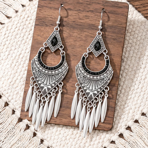 Tassel Drop <b>Earrings</b> Tibetan <b>Silver</b> Crystal Rhinestone Women's Party Boho Style <b>Long</b> Ethnic Jewelry - Product Image 4