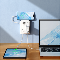 Prise murale multifonctionnelle personnalisable US en cuivre, 3 prises, 2 USB + 2 ports Type-C, 250V 10A, sécurité enfant