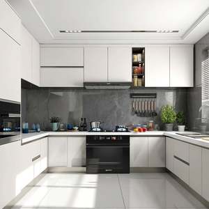 Modern Beige Acrylic Sheet Kitchen <b>Cabinets</b> <b>Small</b> Furniture Whole Set Mobile Home PVC Cuisine Unit MDF PU Lacquer <b>Cabinets</b> - Product Image 4
