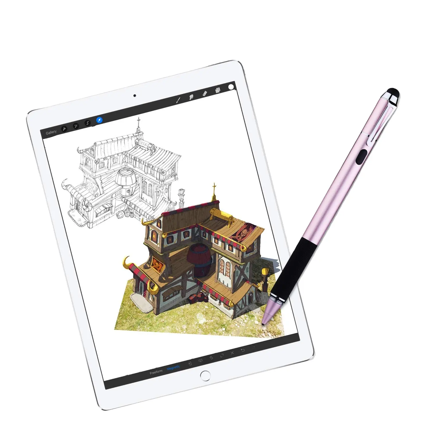 Universal Active Touch Graphic Palm Rejection 2 in 1 penna stilo con punta in rame puro per iPad per telefoni per Tablet PC
