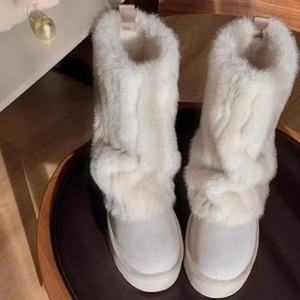 Bottes d'hiver tendance pour femme, imperméables et thermiques, avec fourrure, style classique, plateforme, décontractées, personnalisables avec logo, vente en gros - Product Image 6