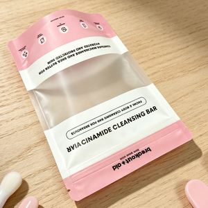 Custom Logo Transparent Frosted Window Stand Up Bags Matte Resealable Plastic Pouches For Handmade Soap Cosmetic <b>Packaging</b> - Product Image 3