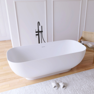 Bañera Ovalada Moderna y Ecológica Maydon, Bañera Independiente de Superficie Sólida, Bañera de Resina de Piedra Artificial para Uso Doméstico - Product Image 2