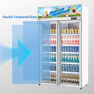 Réfrigérateur commercial de supermarché avec porte en verre pour boissons froides et aliments frais, présentoir vertical pour boissons et congélateur - Product Image 2