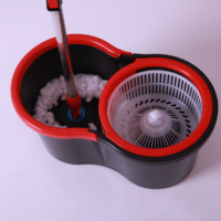 Serpillère Tornado 360 avec panier en plastique, serpillère magique rotative, manche en acier inoxydable et poignée extensible