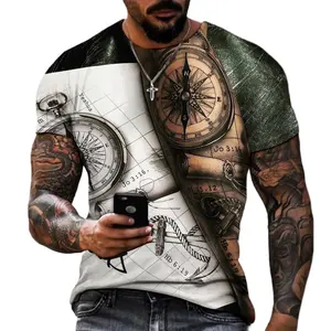 New men's summer 3d printed hip-hop style large size T-shirt short sleeve