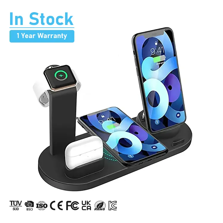 15W multi Universal 3 Qi 4 6 in 1 Fast Wireless Charger Station Charging Dock Stand Charge for iPhone AirPods IWatch smart Phone