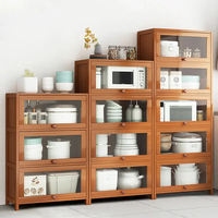 Armoire de rangement multifonctionnelle en bambou à 5 couches de type à clapet avec armoire de rangement domestique et armoires en bois