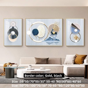 Nuovo Quadro Moderno di Lusso in Lega di Alluminio con Tela Oliata Personalizzabile, Trifoglio di Piume per Soggiorno, Semplice Decorazione da Parete per Sfondo Divano - Product Image 4