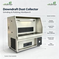 Mesa de Lijado con Campana Extractora de Polvo de 1.5m, Limpieza Automática Industrial por Pulsos, Filtro del 99.9% para Fábrica