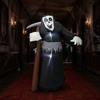 Décor gonflable de Halloween : Grim Reaper avec faucille pour scène de fête d'horreur en extérieur, modèle gonflable décoratif