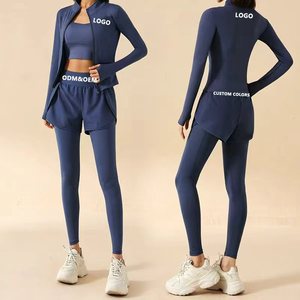 <span class=keywords><strong>Ensemble</strong></span> de sport uni pour <span class=keywords><strong>femme</strong></span>, coupe ajustée, manches longues, séchage rapide, infroissable, logo frontal, 3 pièces, nouvelle collection printemps/automne 2026 - Product Image 1